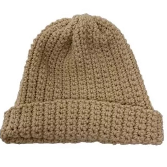 Unisex Adult Homemade Crochet Hat Beanie/Cap Tan or Gray - Picture 4 of 5